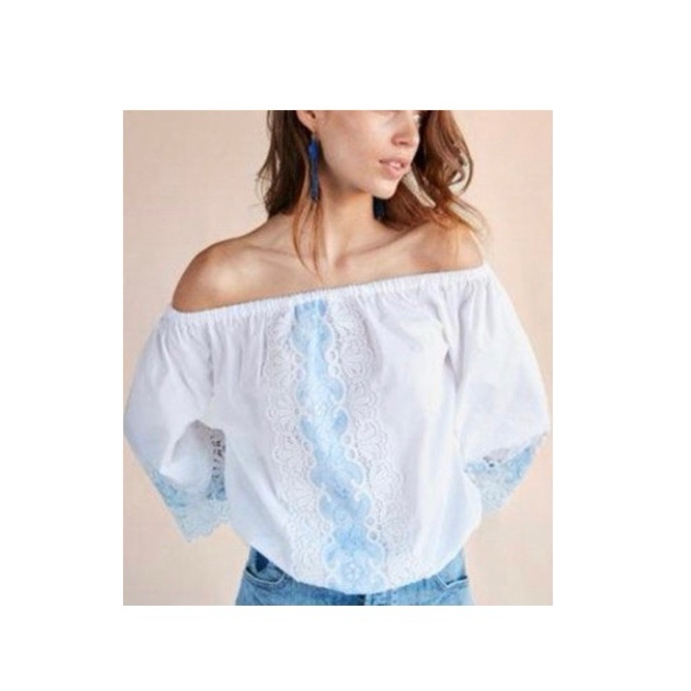 Express Lace Crochet Off‎ The Shoulder Cropped Blouse